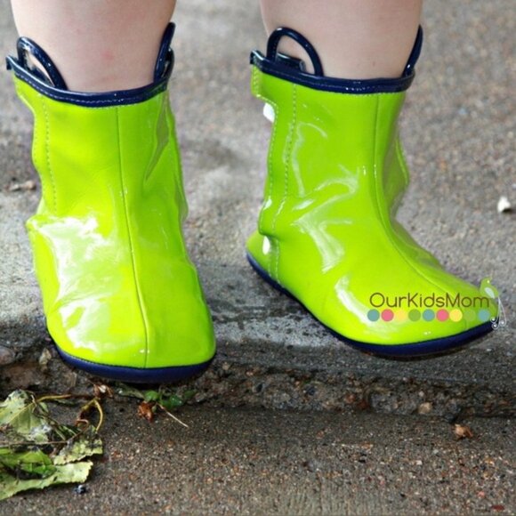 Robeez | Green and Blue Slicker Velcro Rain Boots | Size 6-9 Months - Picture 1 of 9